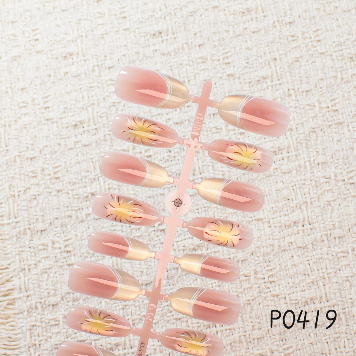 Press-On Nail Set Floral Accent Self-Adhesive & Reusable