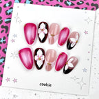 Press-On Nail Set Floral Accent Self-Adhesive & Reusable