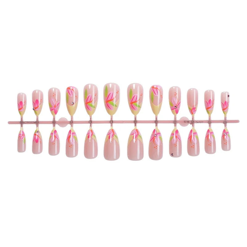 Press-On Nail Set Floral Accents Adhesive Kit