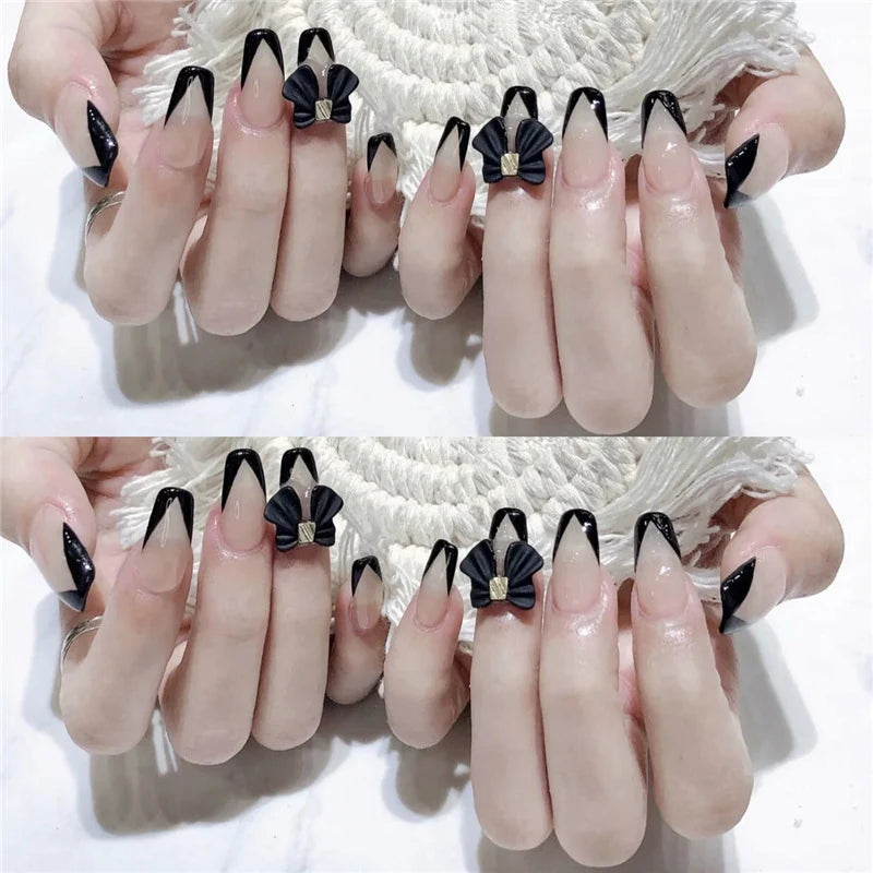 Press-On Nail Set Floral Accents Easy Apply & Long-Lasting