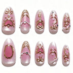 Press-On Nail Set Floral Accents Easy-Apply & Reusable