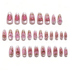 Press-On Nail Set Floral Accents Easy-Apply & Reusable