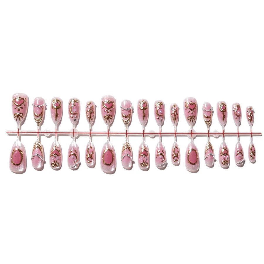 Press-On Nail Set Floral Accents Easy-Apply & Reusable