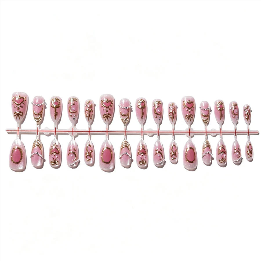 Press-On Nail Set Floral Accents Easy-Apply & Reusable
