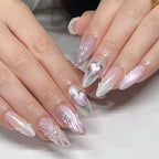 Press-On Nail Set Floral Accents & Glitter Includes Glue