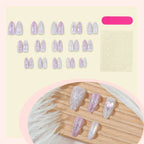 Press-On Nail Set Floral Accents & Glitter Includes Glue