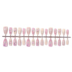 Press-On Nail Set Floral Accents & Glitter Includes Glue