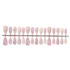 Press-On Nail Set Floral Accents & Glitter Includes Glue