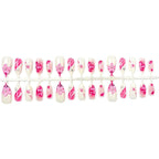 Press-On Nail Set Floral Accents Glossy Finish
