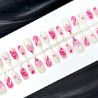 Press-On Nail Set Floral Accents Glossy Finish