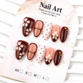 Press-On Nail Set Floral Accents & Glossy Finish Multiple Sizes