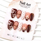 Press-On Nail Set Floral Accents & Glossy Finish Multiple Sizes