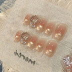 Press-On Nail Set Floral Accents Glue-Free Multiple Sizes