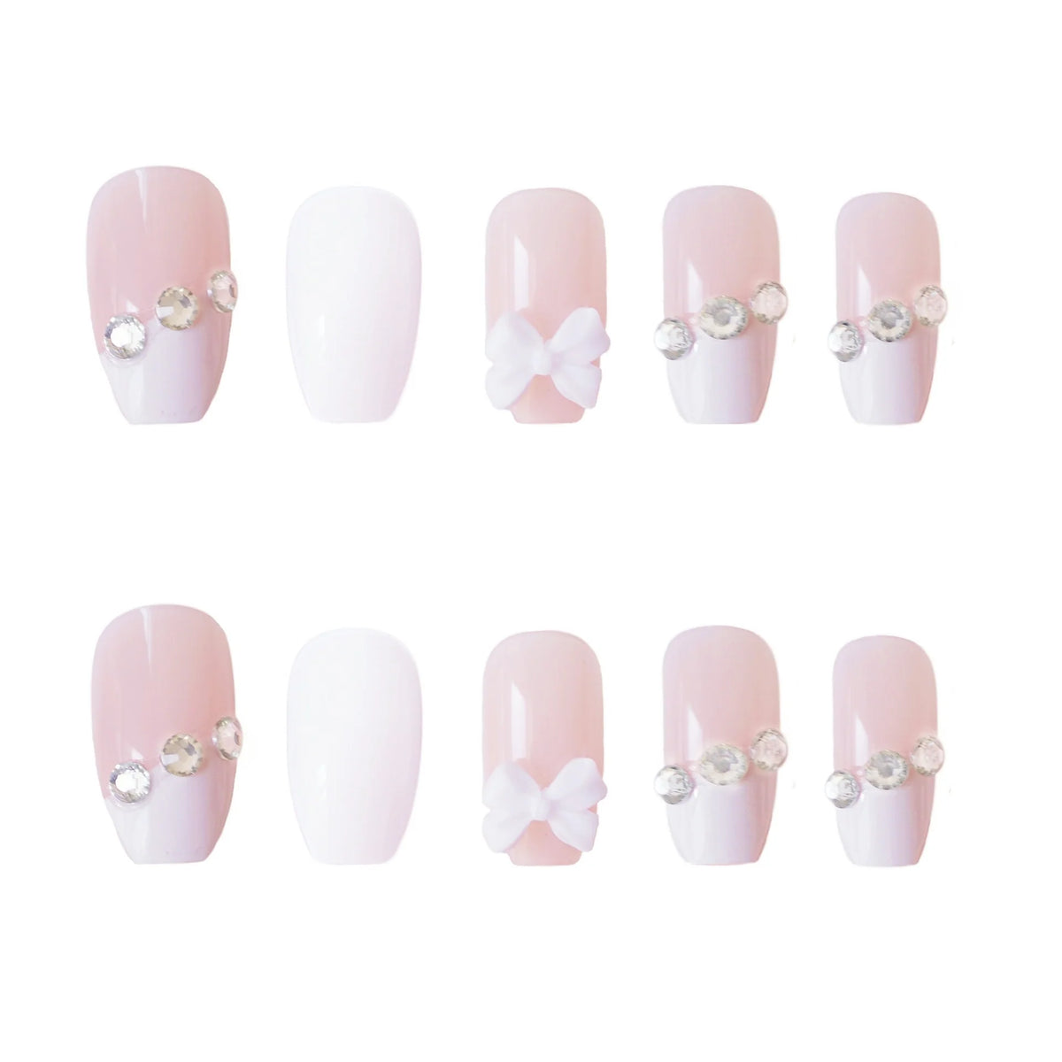 Press-On Nail Set Floral Accents Glue-On Multiple Sizes