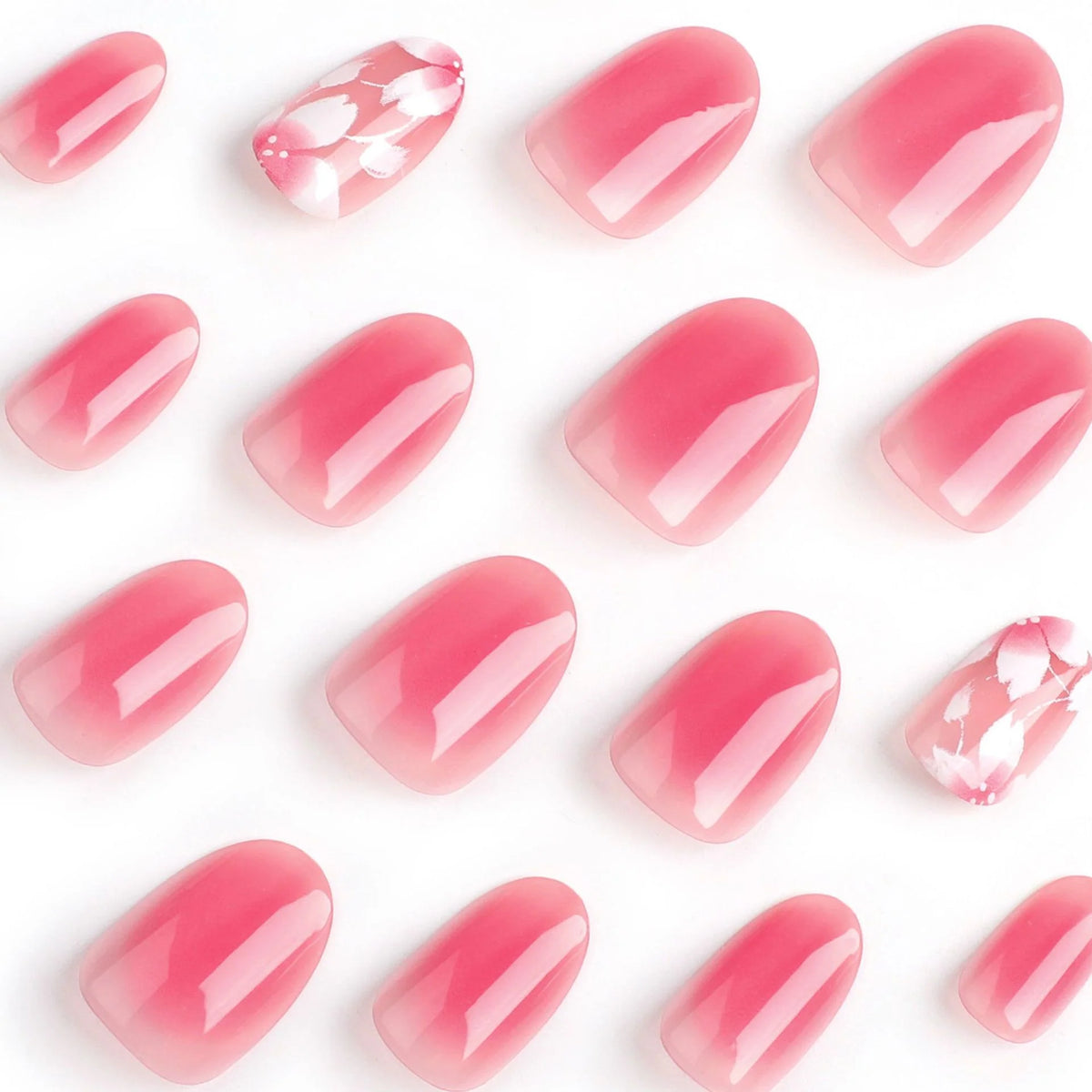 Press-On Nail Set Floral Accents Mint Easy Apply
