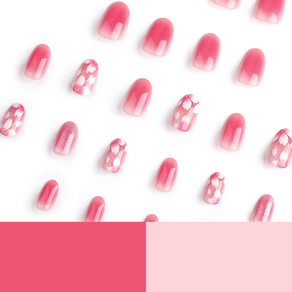 Press-On Nail Set Floral Accents Mint Easy Apply