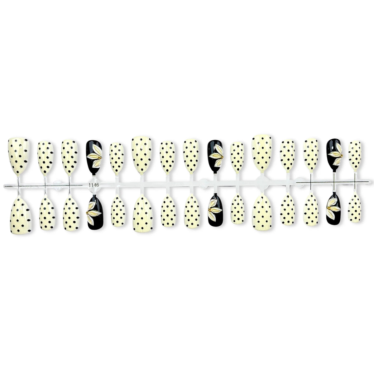 Press-On Nail Set Floral Accents Multiple Sizes
