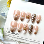 Press-On Nail Set Floral Accents No Glue