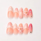 Press-On Nail Set Floral Accents No Glue Long-Lasting