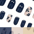 Press-On Nail Set Floral Accents Peel-And-Stick 24-Piece