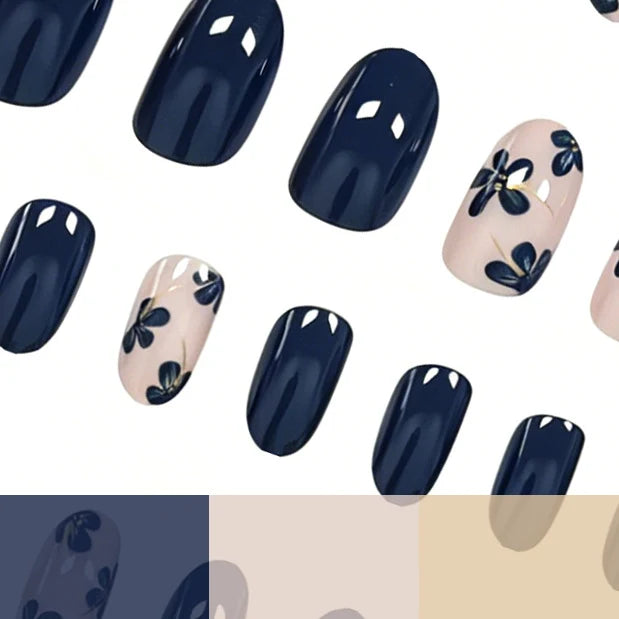 Press-On Nail Set Floral Accents Peel-And-Stick 24-Piece