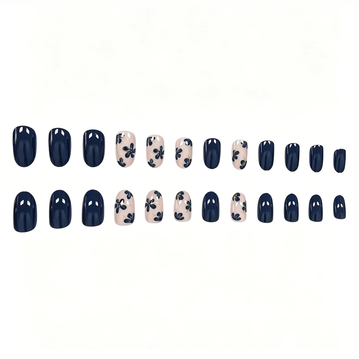 Press-On Nail Set Floral Accents Peel-And-Stick 24-Piece