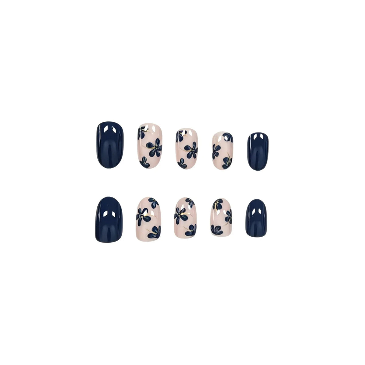 Press-On Nail Set Floral Accents Peel-And-Stick 24-Piece