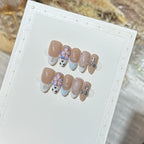 Press-On Nail Set Floral Accents Peel & Stick Reusable
