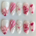 Press-On Nail Set Floral Accents Reusable