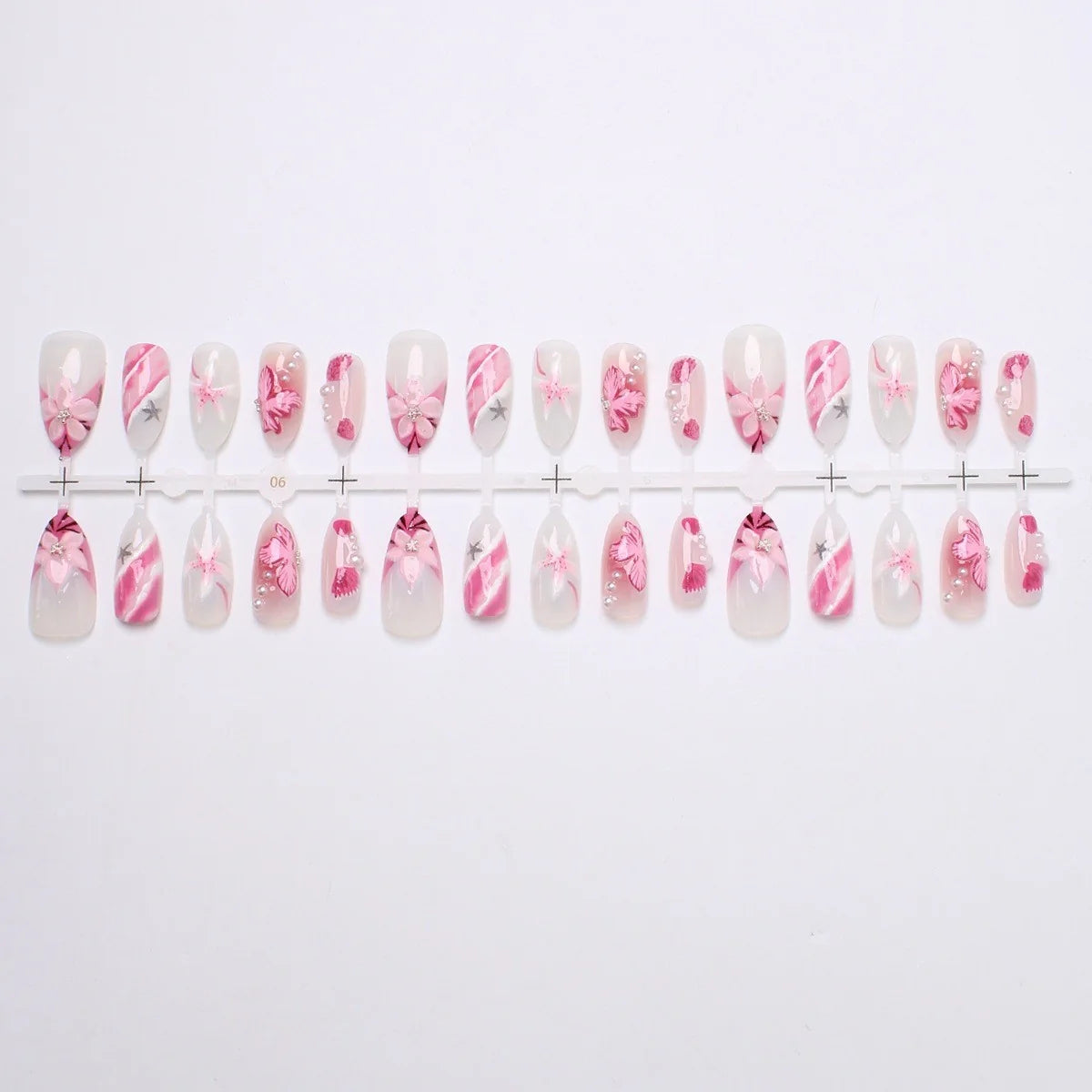 Press-On Nail Set Floral Accents Reusable