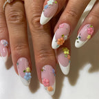 Press-On Nail Set Floral Accents Reusable Multiple Sizes
