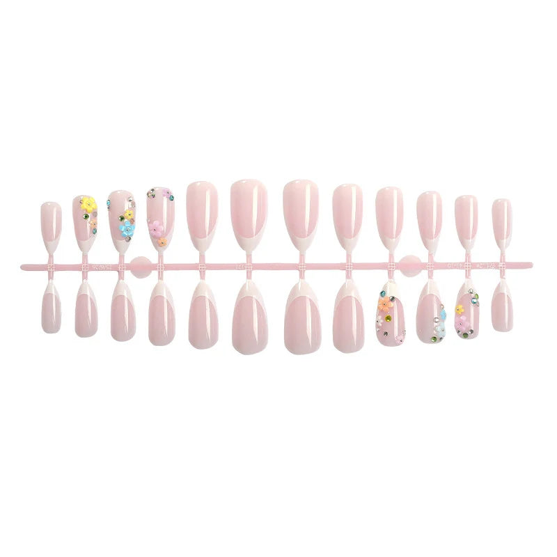 Press-On Nail Set Floral Accents Reusable Multiple Sizes