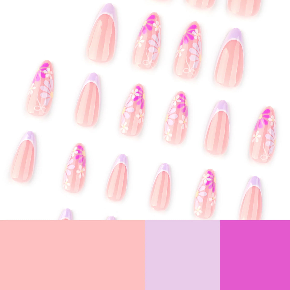 Press-On Nail Set Floral Accents & Self-Adhesive