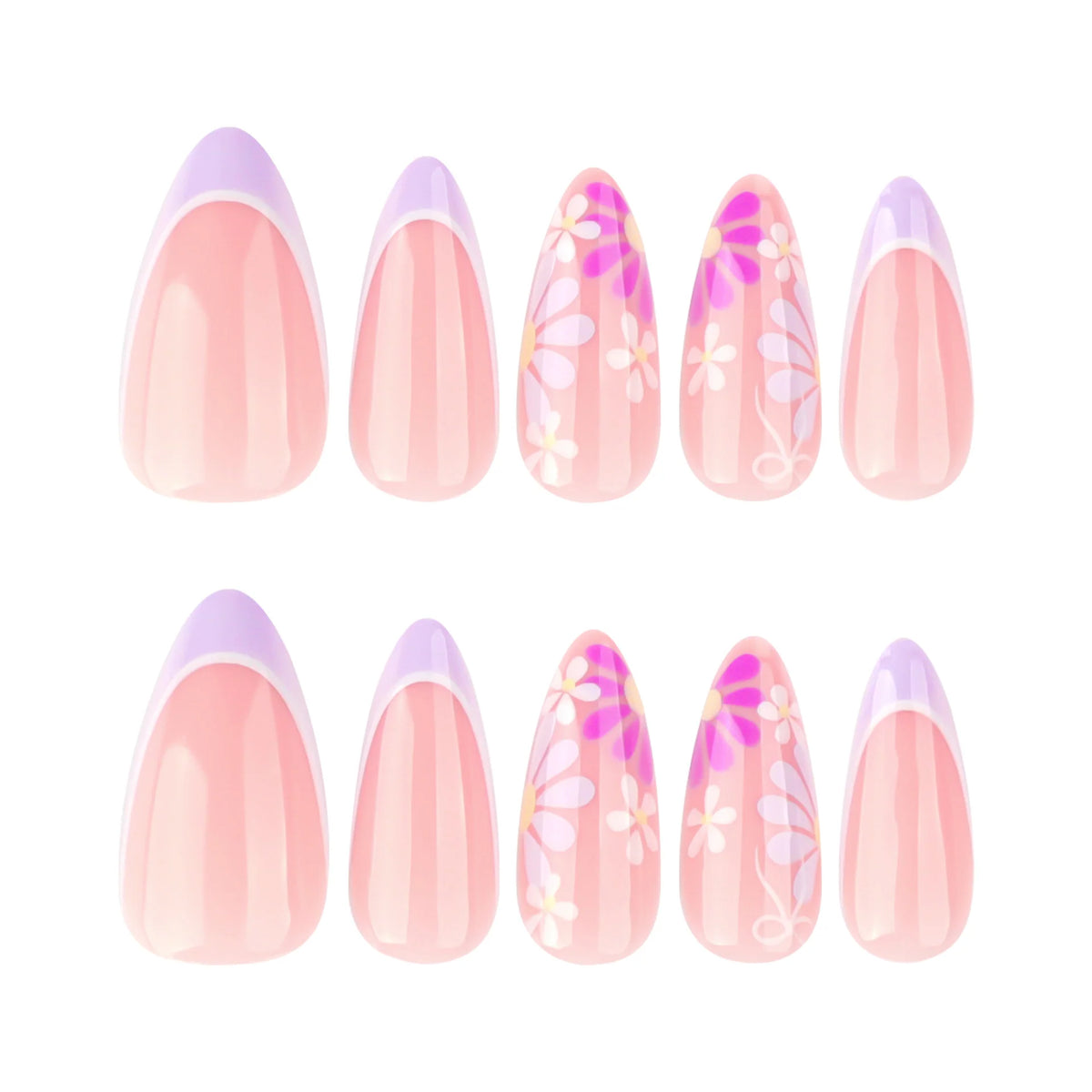Press-On Nail Set Floral Accents & Self-Adhesive