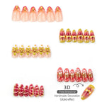 Press-On Nail Set Floral Acrylic Glue-Free & Reusable