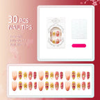 Press-On Nail Set Floral Acrylic Glue-Free & Reusable
