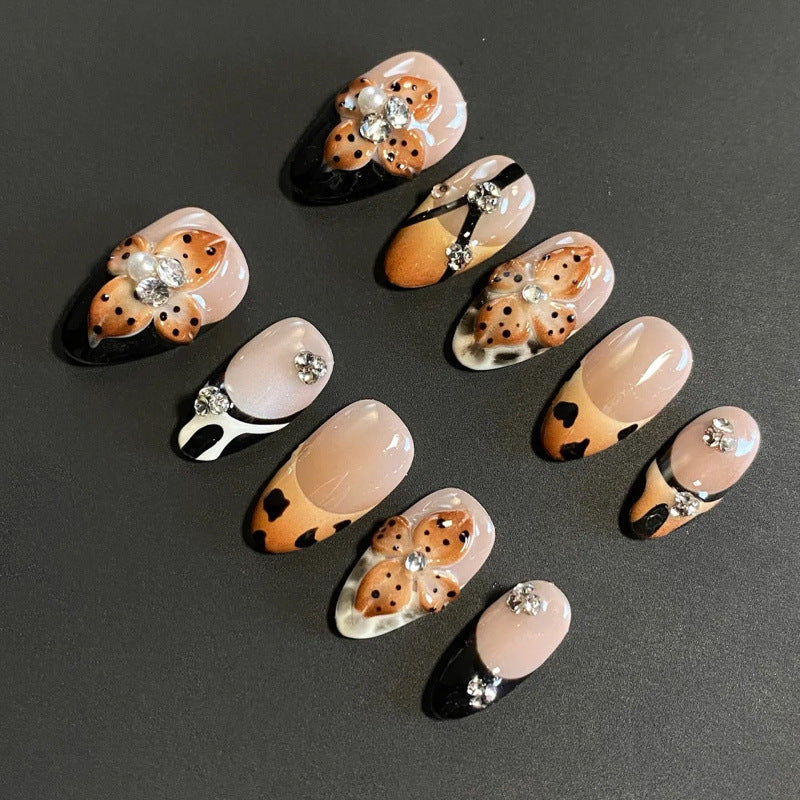 Press-On Nail Set Floral Acrylic Multiple Sizes