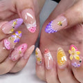 Press-On Nail Set Floral Acrylic Reusable
