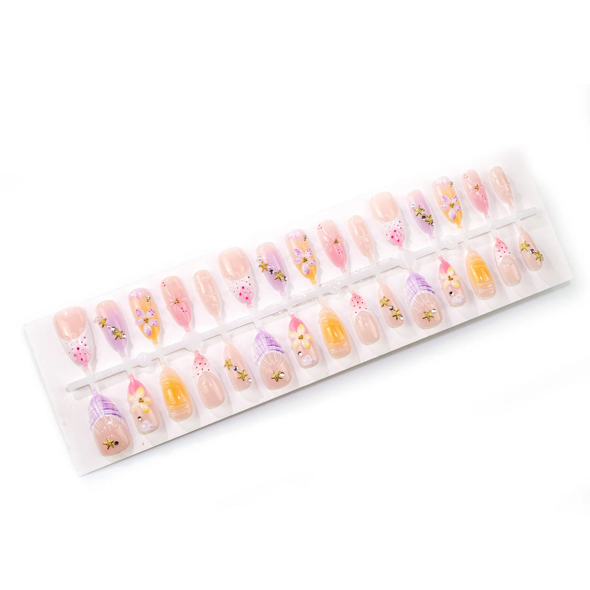 Press-On Nail Set Floral Acrylic Reusable