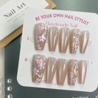 Press-On Nail Set Floral Acrylic Reusable