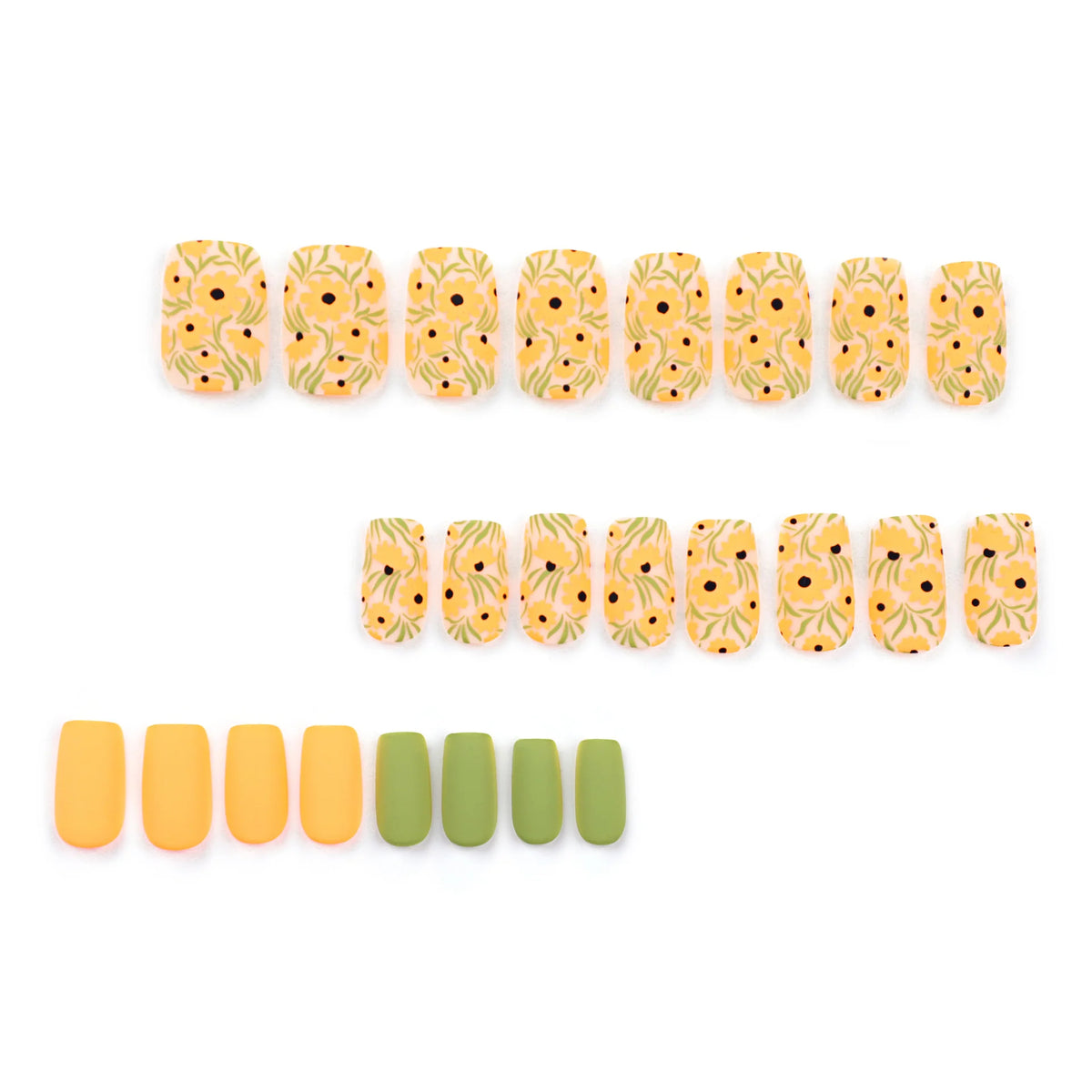 Press-On Nail Set Floral Acrylic Reusable
