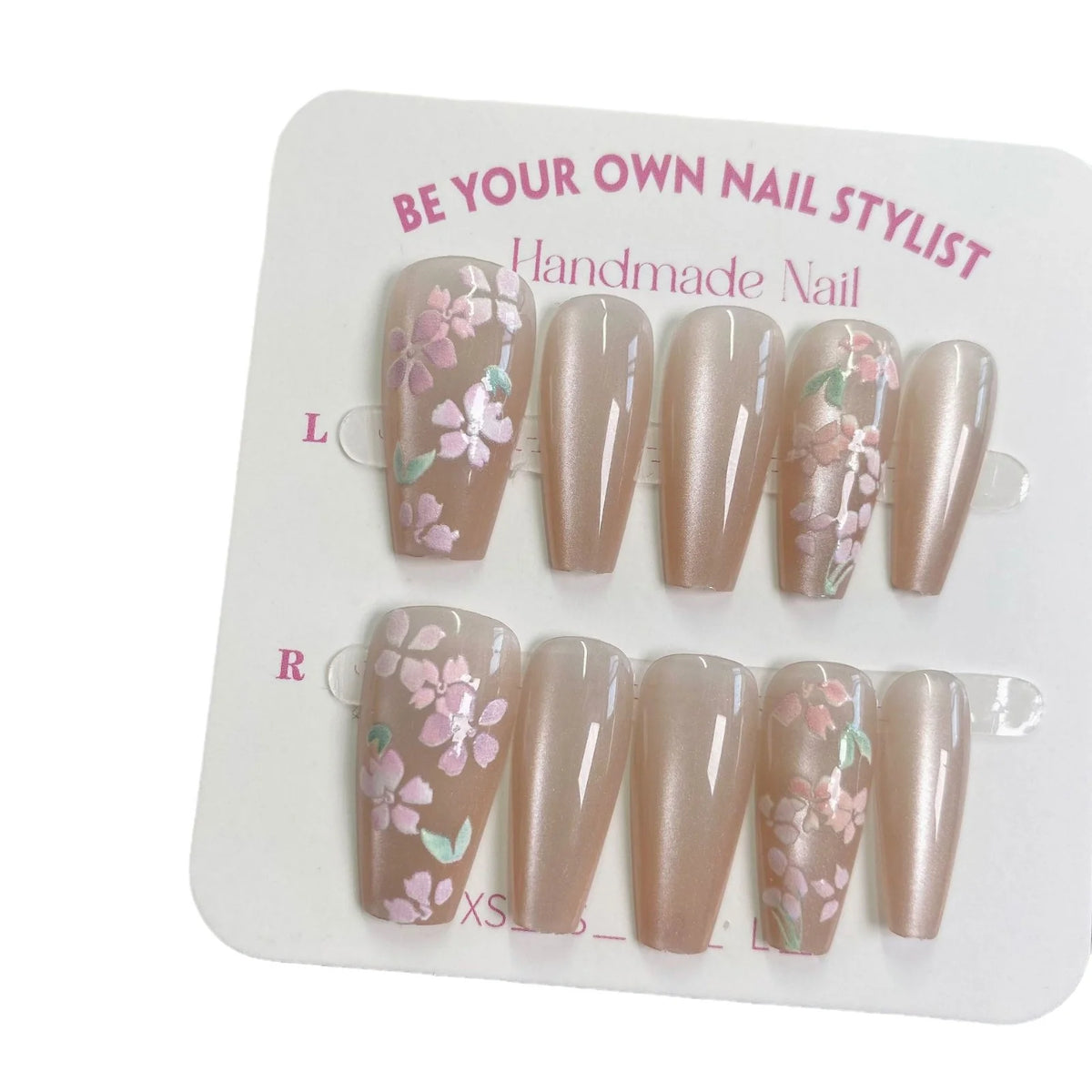 Press-On Nail Set Floral Acrylic Reusable