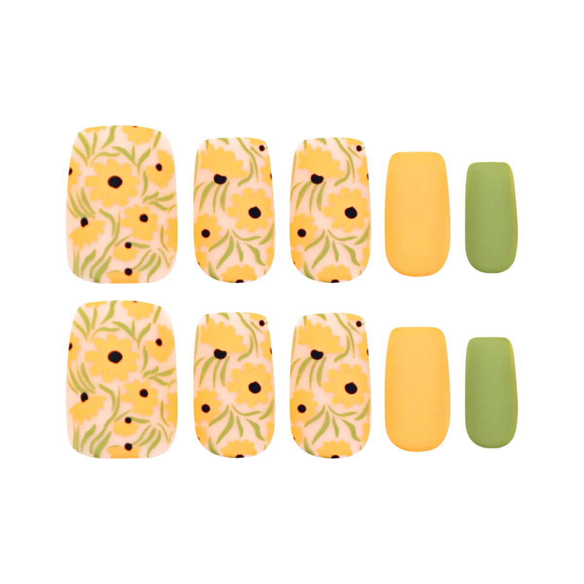 Press-On Nail Set Floral Acrylic Reusable