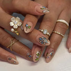 Press-On Nail Set Floral Almond Peel & Press