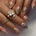 Press-On Nail Set Floral Almond Peel & Press