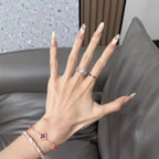 Press-On Nail Set Floral Almond Reusable