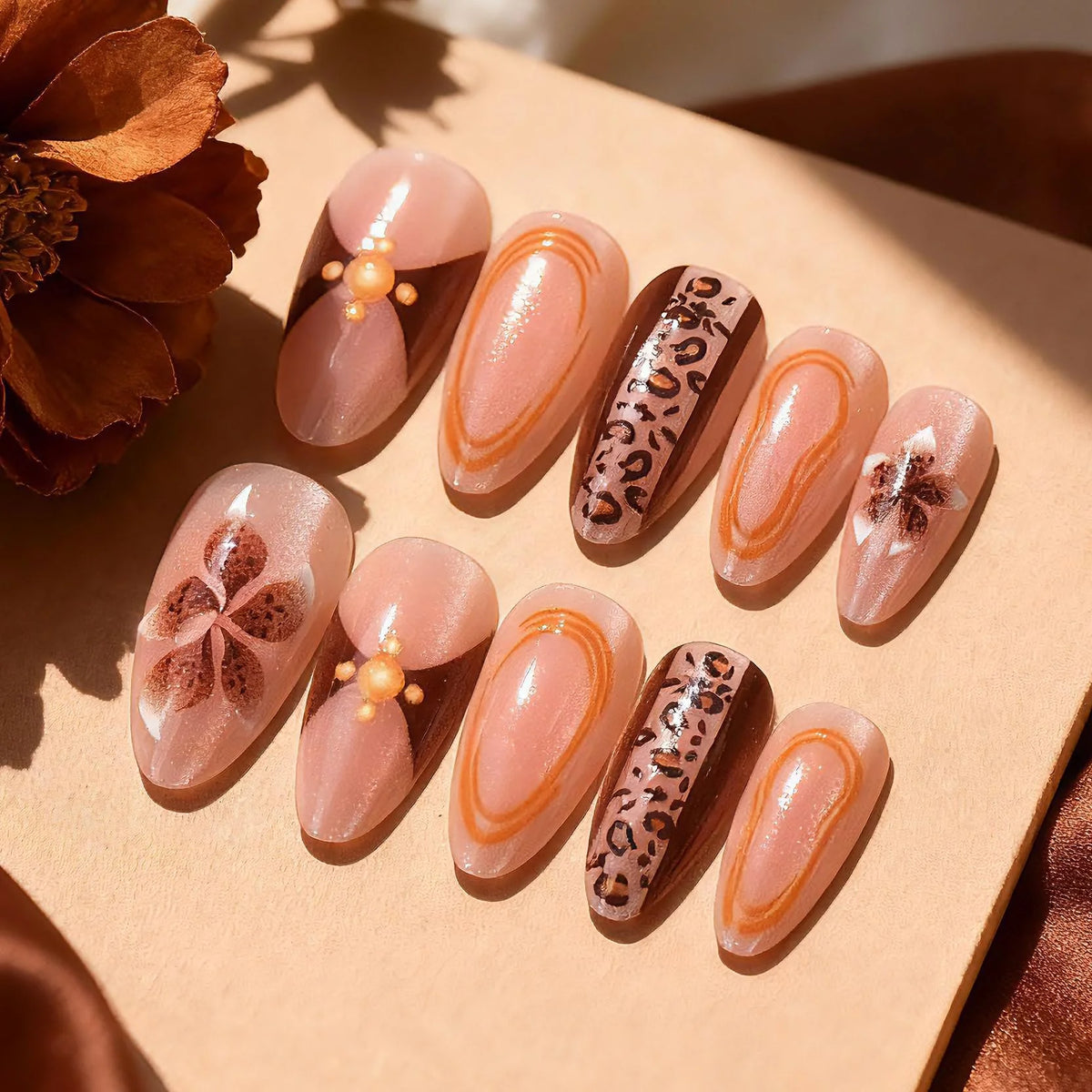Press-On Nail Set Floral & Animal Prints