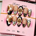 Press-On Nail Set Floral & Animal Prints Easy Application