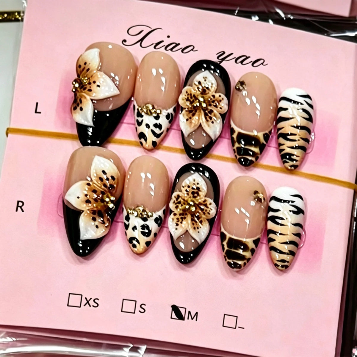 Press-On Nail Set Floral & Animal Prints Easy Application