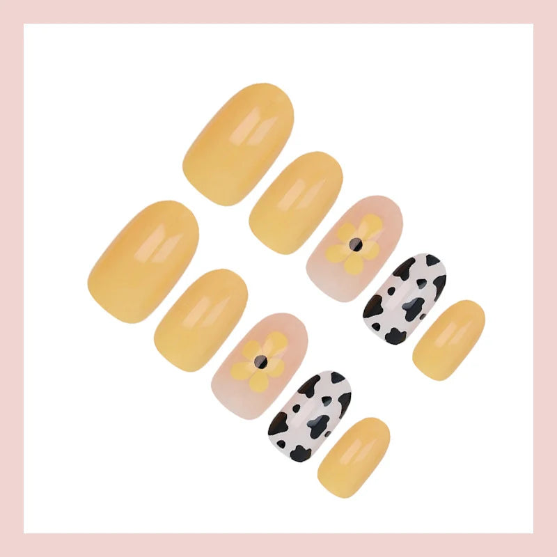 Press-On Nail Set Floral & Animal Prints Long-Lasting Wear